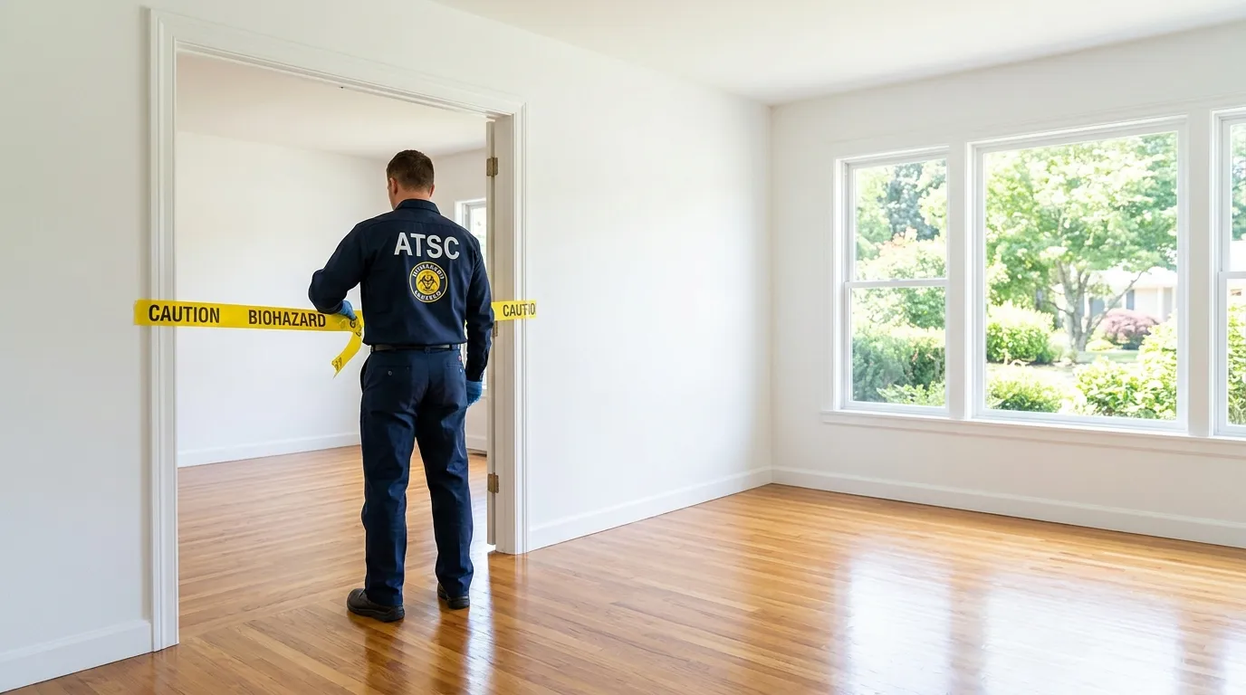 Certified biohazard cleanup crew performing Decomposition Cleanup in Moorestown-Lenola